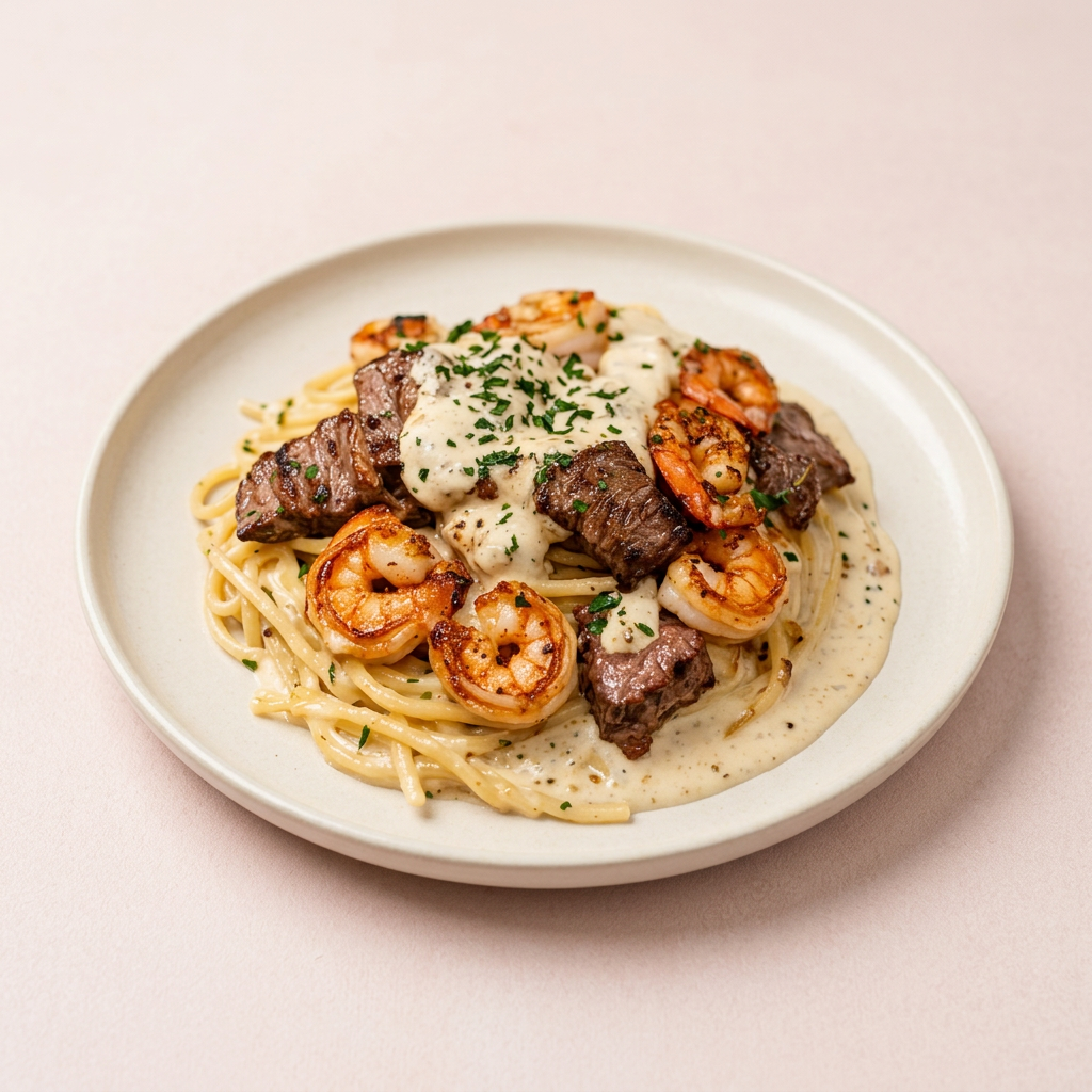 Creamy Surf & Turf Pasta